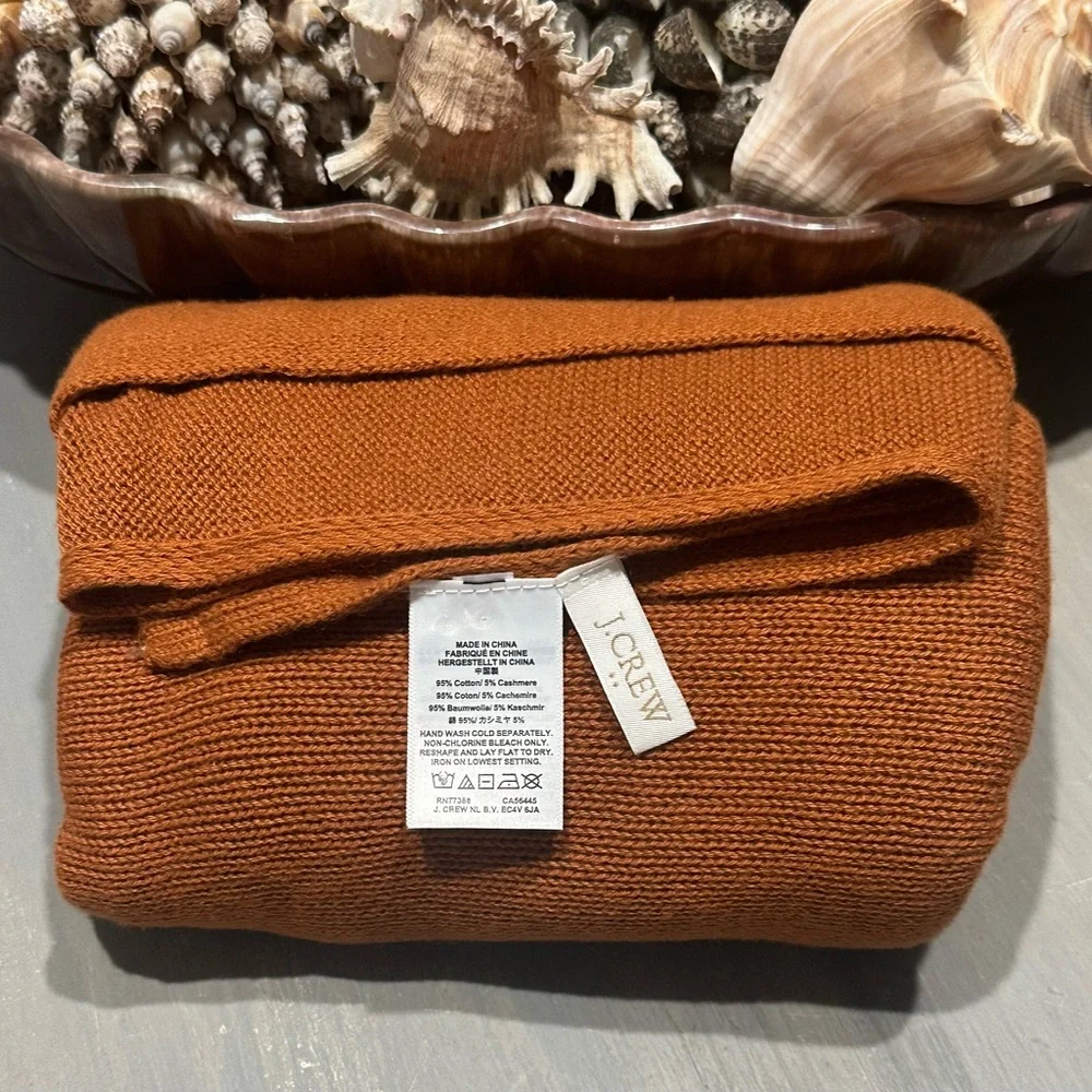 NWOT…J. Crew Terra-cotta/Rust Cotton and Cashmere Knit Poncho - Picture 5 of 7